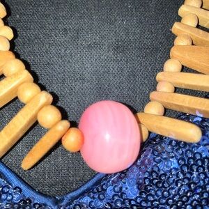 Pink and Tan Beaded Necklace